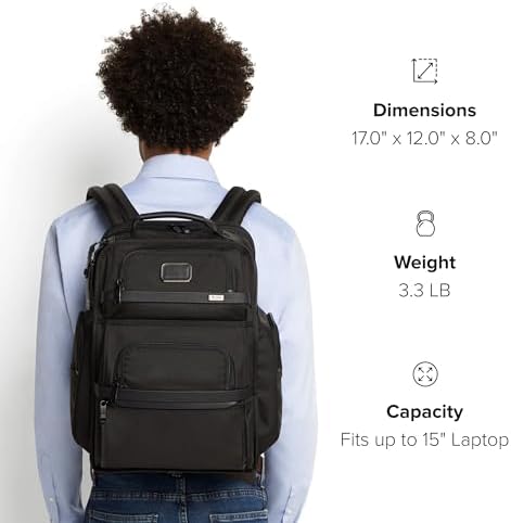 TUMI   Alpha Brief Pack   Mens Laptop Backpack with Padded Adjustable Straps   Fit up to 15 Screen   17 0 X 12 0 X 8 0   Black Leather