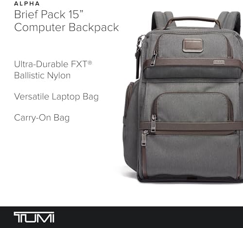 TUMI   Alpha Brief Pack   Mens Laptop Backpack with Padded Adjustable Straps   Fit up to 15 Screen   17 0 X 12 0 X 8 0   Black Leather