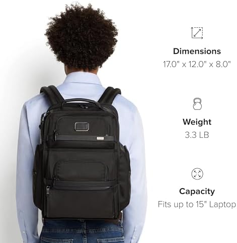 TUMI   Alpha Brief Pack   Mens Laptop Backpack with Padded Adjustable Straps   Fit up to 15 Screen   17 0 X 12 0 X 8 0   Black Leather