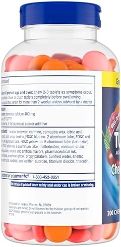 TUMS Chewy Bites Chewable Antacid Tablets for Ultra Strength Heartburn Relief  Great for a Summer BBQ  Mixed Fruit   200 Count