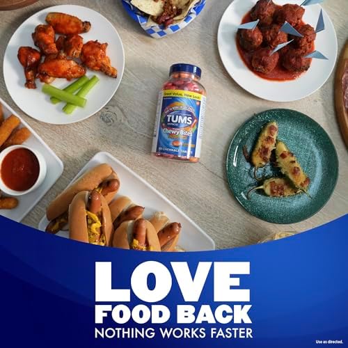 TUMS Chewy Bites Chewable Antacid Tablets for Ultra Strength Heartburn Relief  Great for a Summer BBQ  Mixed Fruit   200 Count