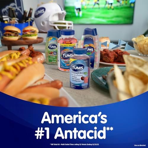 TUMS Chewy Bites Chewable Antacid Tablets for Ultra Strength Heartburn Relief  Great for a Summer BBQ  Mixed Fruit   200 Count