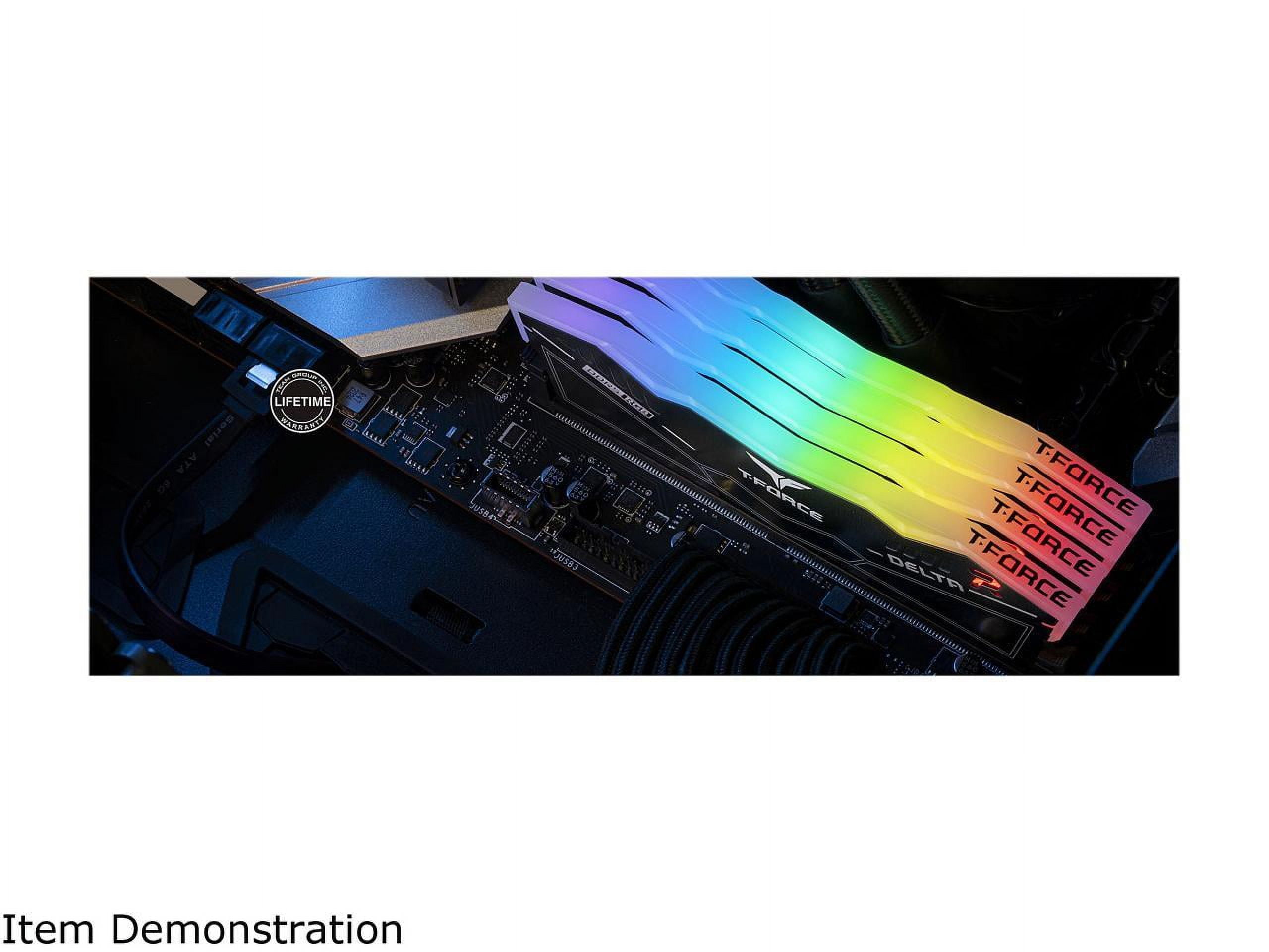 T Force DELTA RGB   DDR5   kit   16 GB  2 x 8 GB   DIMM 288 pin   6000 MHz / PC5 48000   CL38   1 25 V   unbuffered   on die ECC   black