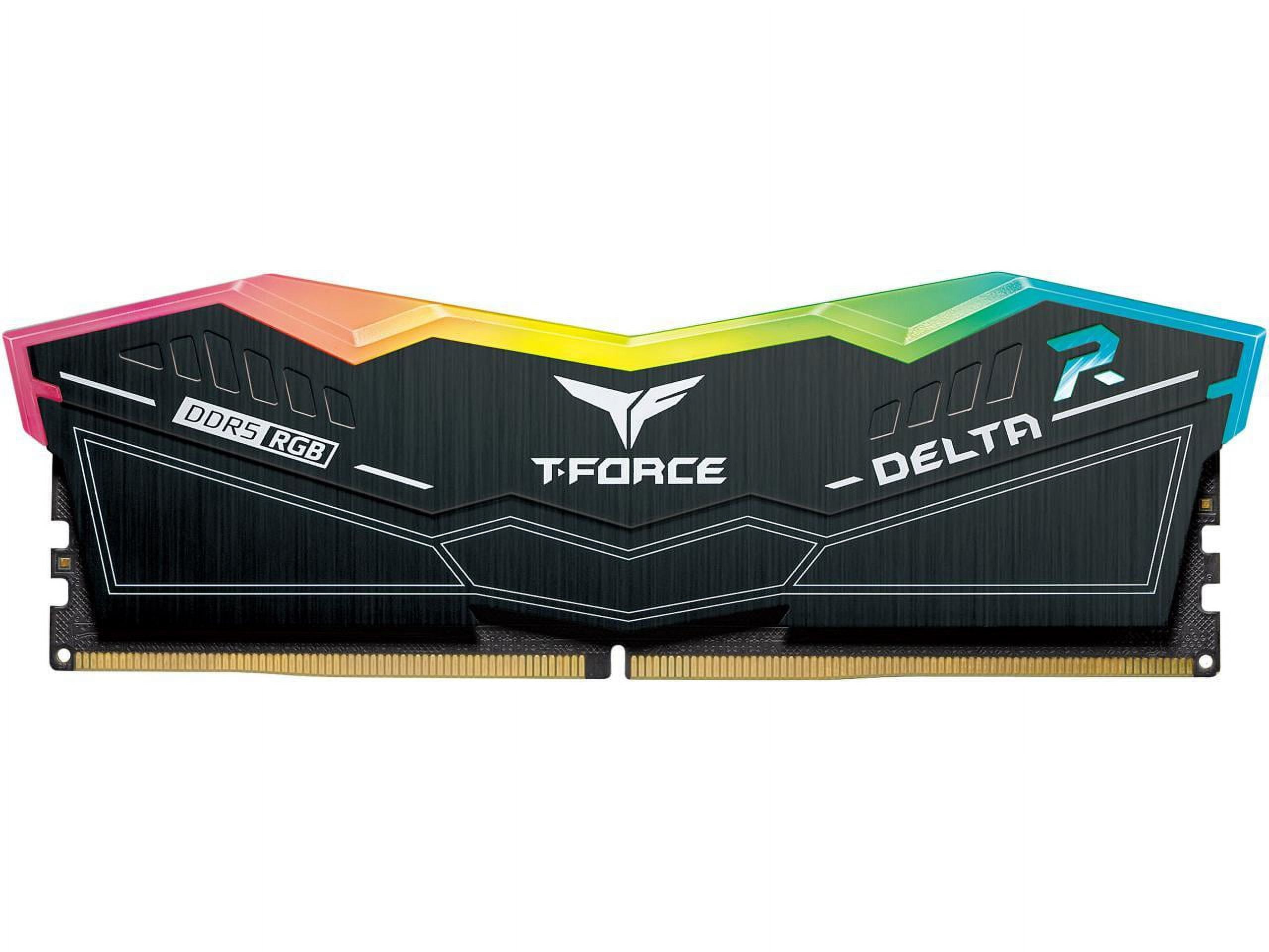 T Force DELTA RGB   DDR5   kit   16 GB  2 x 8 GB   DIMM 288 pin   6000 MHz / PC5 48000   CL38   1 25 V   unbuffered   on die ECC   black