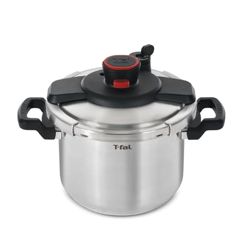 T fal Clipso Stainless Steel Pressure Cooker 6 3 Quart  Induction  Secure locking System  One Hand System  Recipe Book Included  Cookware  Pots and Pans  Kitchen  Dishwasher Safe  Silver
