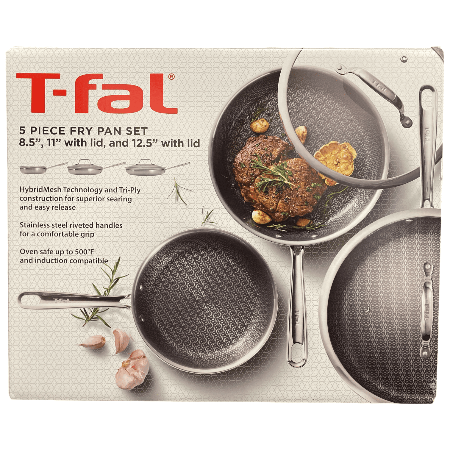 T fal HybridMesh Tri Ply Stainless Steel Fry Pan Set  5 Piece