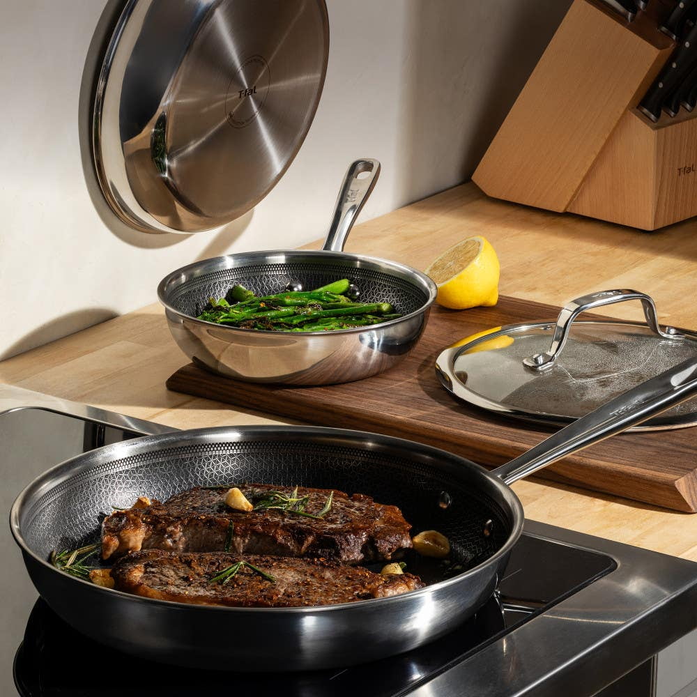 T fal HybridMesh Tri Ply Stainless Steel Fry Pan Set  5 Piece