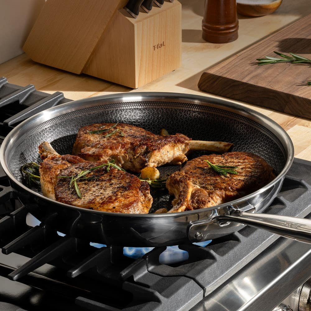 T fal HybridMesh Tri Ply Stainless Steel Fry Pan Set  5 Piece