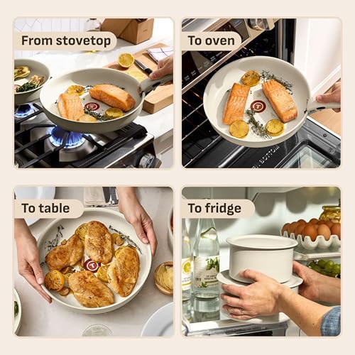 T fal Ingenio Essentials Cookware Set with Detachable/Removable Handle 11 Piece  Granite Titanium Non Stick  Oven Broiler Safe 500F  Stackable  Pots and Pans Set  Frying Pans  Dishwasher Safe  Gray