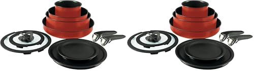 T fal Ingenio Essentials Cookware Set with Detachable/Removable Handle 11 Piece  Granite Titanium Non Stick  Oven Broiler Safe 500F  Stackable  Pots and Pans Set  Frying Pans  Dishwasher Safe  Gray