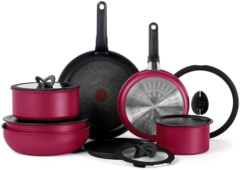 T fal Ingenio Essentials Cookware Set with Detachable/Removable Handle 11 Piece  Granite Titanium Non Stick  Oven Broiler Safe 500F  Stackable  Pots and Pans Set  Frying Pans  Dishwasher Safe  Gray