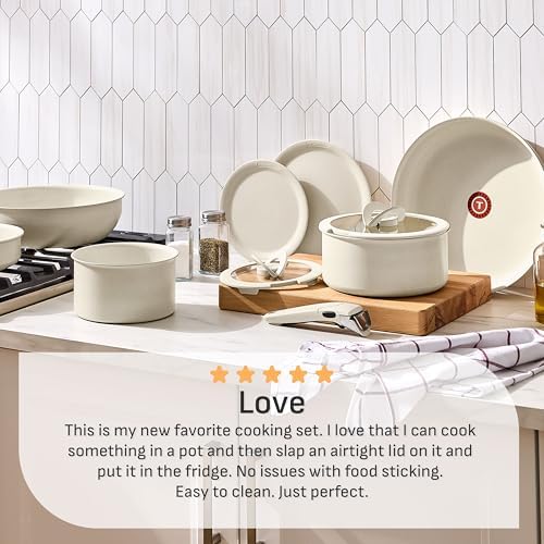 T fal Ingenio Expertise Non Stick Cookware Set 14 Piece  Induction Oven Broiler Safe 500F  Detachable/Removable Handle  Kitchen  Pots and Pans  RV  Camping  Fry Pans  Saucepans  Dishwasher Safe Black