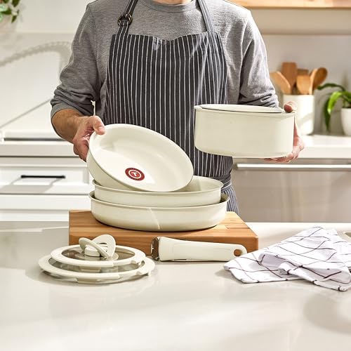 T fal Ingenio Expertise Non Stick Cookware Set 14 Piece  Induction Oven Broiler Safe 500F  Detachable/Removable Handle  Kitchen  Pots and Pans  RV  Camping  Fry Pans  Saucepans  Dishwasher Safe Black