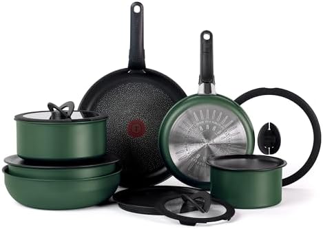 T fal Ingenio Expertise Non Stick Cookware Set 14 Piece  Induction Oven Broiler Safe 500F  Detachable/Removable Handle  Kitchen  Pots and Pans  RV  Camping  Fry Pans  Saucepans  Dishwasher Safe Black