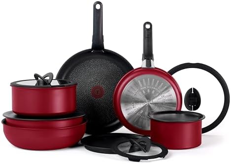 T fal Ingenio Expertise Non Stick Cookware Set 14 Piece  Induction Oven Broiler Safe 500F  Detachable/Removable Handle  Kitchen  Pots and Pans  RV  Camping  Fry Pans  Saucepans  Dishwasher Safe Black