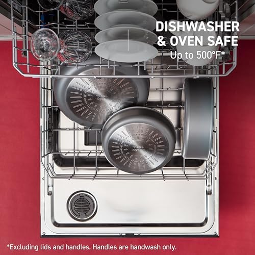 T fal Ingenio Expertise Non Stick Cookware Set 14 Piece  Induction Oven Broiler Safe 500F  Detachable/Removable Handle  Kitchen  Pots and Pans  RV  Camping  Fry Pans  Saucepans  Dishwasher Safe Black