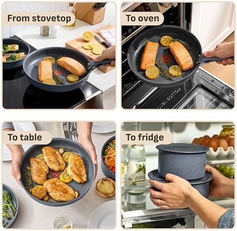 T fal Ingenio Expertise Non Stick Cookware Set 14 Piece  Induction Oven Broiler Safe 500F  Detachable/Removable Handle  Kitchen  Pots and Pans  RV  Camping  Fry Pans  Saucepans  Dishwasher Safe Black