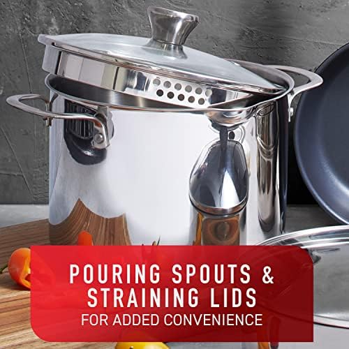 T fal Platinum Stainless Steel with Nonstick Cookware Set 12 Piece Induction Oven Broiler Safe 500F Pots and Pans  Dishwasher Safe Silver