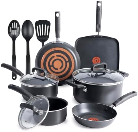T fal Stainless Steel Pots and Pans Set 11 Piece  Induction  Oven Broiler Safe 500F  Kitchen Cooking Set w/Fry Pans  Saucepans  Saute Pan  Dutch Oven  Steamer  Cookware  Dishwasher Safe  Silver