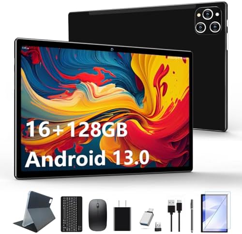Tablet 10 1 Inch Android 13 Tablets 2025 Latest Android Tablets 128GB ROM 16GB RAM  8 8 Virtual   2 in 1 Tablet with Keyboard  Powerful Octa Core 13MP Camera  1TB TF Expandable  FHD WiFi Tableta PC