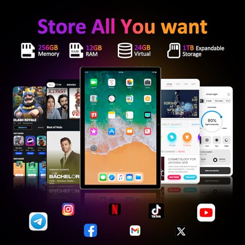 Tablets 2025 14 inch Android 14 Tablet 36GB RAM 256GB Storage Expand to 1TB 2K Display 8 Core CPU 11580mAh Battery 4 Speakers WiFi 5GHz Tablet with Pen Case Black