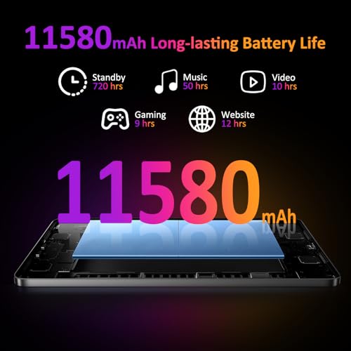 Tablets 2025 14 inch Android 14 Tablet 36GB RAM 256GB Storage Expand to 1TB 2K Display 8 Core CPU 11580mAh Battery 4 Speakers WiFi 5GHz Tablet with Pen Case Black