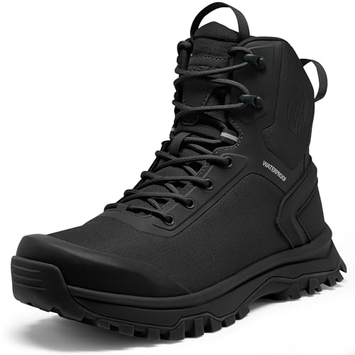 Tactical Boots for Men Lightweight Military Combat Boot Side Zipper Motorcycle Hiking Work Boots Waterproof 8 Inches