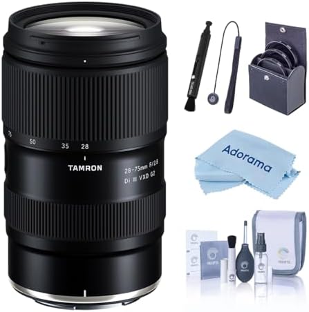 Tamron 28 75mm f/2 8 Di III VXD G2 Lens for Nikon Z  Black  Bundle with 67mm Filter Kit  Cleaning Kit  Lens Cap Tether and Cleaning Cloth