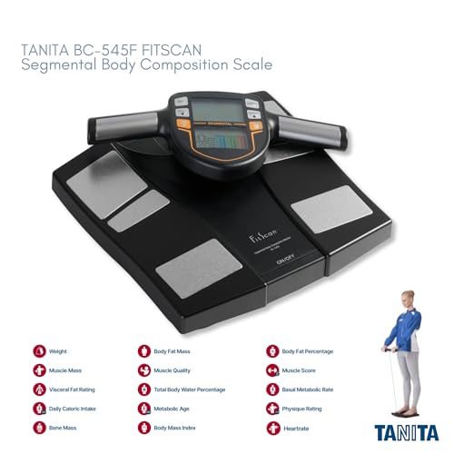 Tanita BC 545F FitScan Segmental Body Composition Monitor   20 Body Metrics Analyzer   Japan Technology   Auto Recognition for 5 Users   Measures Arms Legs Trunk Fat & Muscle