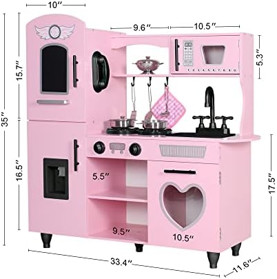 TaoHFE Play Kitchen  Pink Kids Kitchen Set for Girls Kitchen Set for Kids Ages 6 8 Gift Toddler Kitchen Set for Kid Age 3  Kitchen Playset with Lights & Sounds Wooden Toy Kitchen Playset Gift
