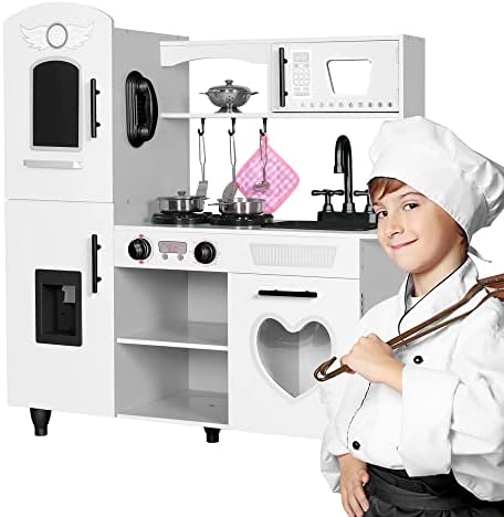 TaoHFE Play Kitchen  Pink Kids Kitchen Set for Girls Kitchen Set for Kids Ages 6 8 Gift Toddler Kitchen Set for Kid Age 3  Kitchen Playset with Lights & Sounds Wooden Toy Kitchen Playset Gift