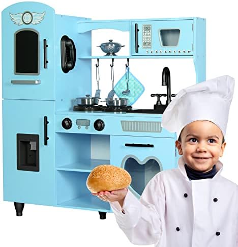 TaoHFE Play Kitchen  Pink Kids Kitchen Set for Girls Kitchen Set for Kids Ages 6 8 Gift Toddler Kitchen Set for Kid Age 3  Kitchen Playset with Lights & Sounds Wooden Toy Kitchen Playset Gift