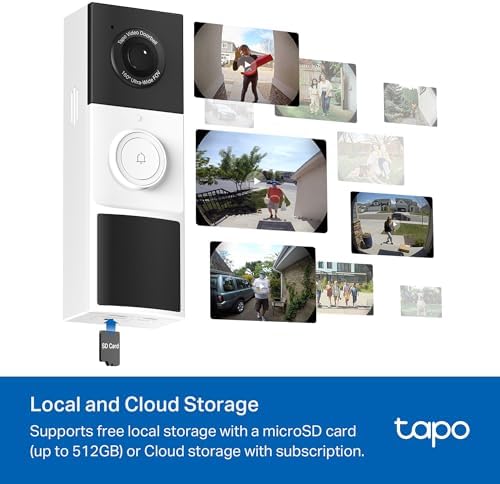 Tapo 2K Wireless Smart Video Doorbell with Chime   160  Ultra Wide View Person Detection  Ring Call  2 Way Audio  Subscription Free Local Storage/Optional Cloud  Motion Only Alert  D210