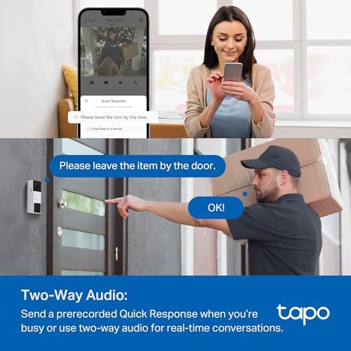 Tapo 2K Wireless Smart Video Doorbell with Chime   160  Ultra Wide View Person Detection  Ring Call  2 Way Audio  Subscription Free Local Storage/Optional Cloud  Motion Only Alert  D210