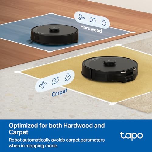 Tapo LiDAR Smart Navigation Robot Vacuum and Mop with Self Emptying Dock  5300Pa Max  97   Dust Pickup Rate  Customizable Cleaning  Self Charging  Compatible with Alexa & Google Home  RV30 Max Plus