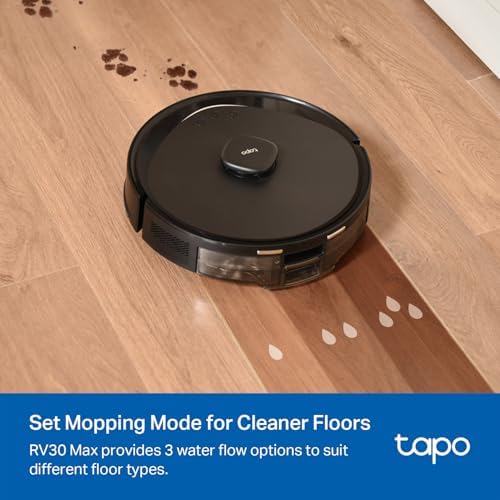 Tapo LiDAR Smart Navigation Robot Vacuum and Mop with Self Emptying Dock  5300Pa Max  97   Dust Pickup Rate  Customizable Cleaning  Self Charging  Compatible with Alexa & Google Home  RV30 Max Plus