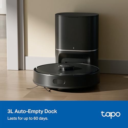 Tapo LiDAR Smart Navigation Robot Vacuum and Mop with Self Emptying Dock  5300Pa Max  97   Dust Pickup Rate  Customizable Cleaning  Self Charging  Compatible with Alexa & Google Home  RV30 Max Plus