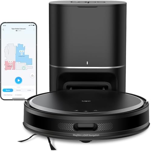 Tapo LiDAR Smart Navigation Robot Vacuum and Mop with Self Emptying Dock  5300Pa Max  97   Dust Pickup Rate  Customizable Cleaning  Self Charging  Compatible with Alexa & Google Home  RV30 Max Plus