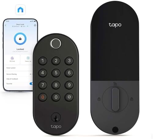 Tapo Smart Wi Fi Deadbolt Door Lock   Fingerprint Recognition  Keyless Tactile Buttons & in App Monitoring  Auto Lock  IP54  BHMA Certified  Compatible with Standard Door Sizes  Tapo DL105