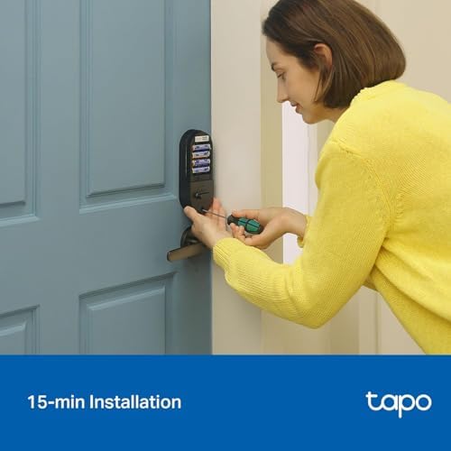 Tapo Smart Wi Fi Deadbolt Door Lock   Fingerprint Recognition  Keyless Tactile Buttons & in App Monitoring  Auto Lock  IP54  BHMA Certified  Compatible with Standard Door Sizes  Tapo DL105