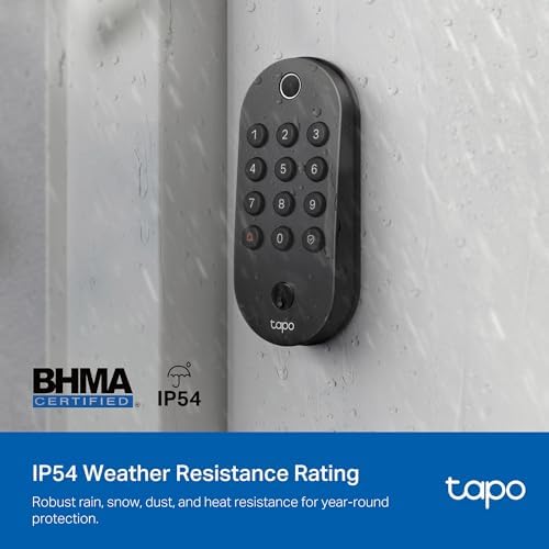 Tapo Smart Wi Fi Deadbolt Door Lock   Fingerprint Recognition  Keyless Tactile Buttons & in App Monitoring  Auto Lock  IP54  BHMA Certified  Compatible with Standard Door Sizes  Tapo DL105