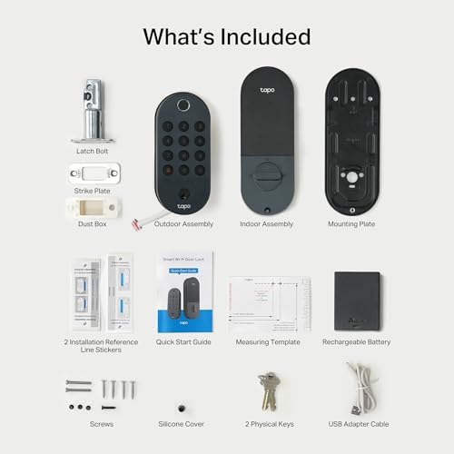 Tapo Smart Wi Fi Deadbolt Door Lock   Fingerprint Recognition  Keyless Tactile Buttons & in App Monitoring  Auto Lock  IP54  BHMA Certified  Compatible with Standard Door Sizes  Tapo DL105
