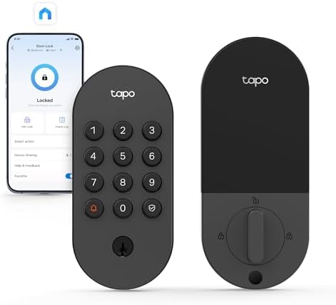 Tapo Smart Wi Fi Deadbolt Door Lock   Fingerprint Recognition  Keyless Tactile Buttons & in App Monitoring  Auto Lock  IP54  BHMA Certified  Compatible with Standard Door Sizes  Tapo DL105