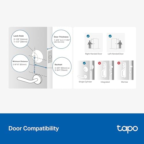 Tapo Smart Wi Fi Deadbolt Door Lock   Fingerprint Recognition  Keyless Tactile Buttons & in App Monitoring  Auto Lock  IP54  BHMA Certified  Compatible with Standard Door Sizes  Tapo DL105