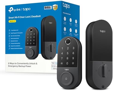Tapo Smart Wi Fi Door Lock  Deadbolt   Keyless Entry  Fingerprint Recognition  Touchscreen Keypad & in App Monitoring with Scheduled Access 1 Year Rechargeable Battery   BHMA Grade 2   DL110