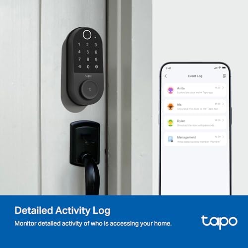 Tapo Smart Wi Fi Door Lock  Deadbolt   Keyless Entry  Fingerprint Recognition  Touchscreen Keypad & in App Monitoring with Scheduled Access 1 Year Rechargeable Battery   BHMA Grade 2   DL110