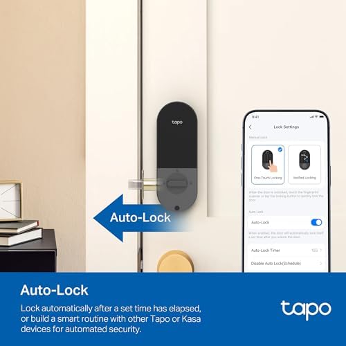 Tapo Smart Wi Fi Door Lock  Deadbolt   Keyless Entry  Fingerprint Recognition  Touchscreen Keypad & in App Monitoring with Scheduled Access 1 Year Rechargeable Battery   BHMA Grade 2   DL110