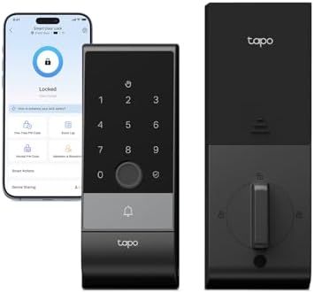 Tapo Smart Wi Fi Door Lock  Deadbolt   Keyless Entry  Fingerprint Recognition  Touchscreen Keypad & in App Monitoring with Scheduled Access 1 Year Rechargeable Battery   BHMA Grade 2   DL110