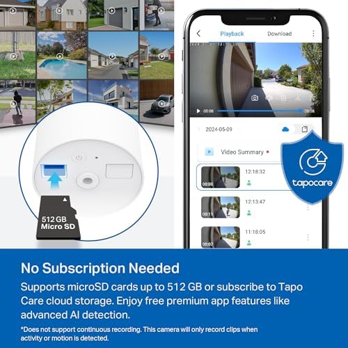 Tapo SolarCam 1080p Outdoor Wireless Security Camera   Battery Power with Solar  Person Detection  Subscription Free Local Storage or Optional Cloud  Works with Alexa & Google Assistant  C402 KIT