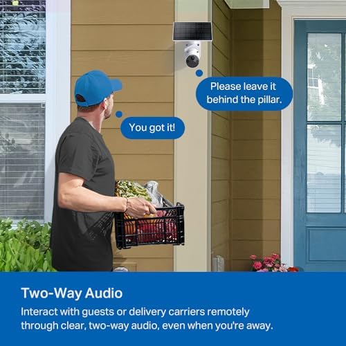 Tapo SolarCam 1080p Outdoor Wireless Security Camera   Battery Power with Solar  Person Detection  Subscription Free Local Storage or Optional Cloud  Works with Alexa & Google Assistant  C402 KIT